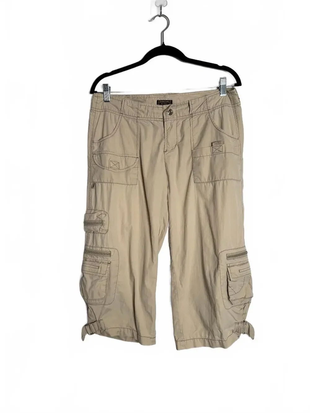 Women Vintage Y2K Soft Grunge Khaki Cargo Capris size 11